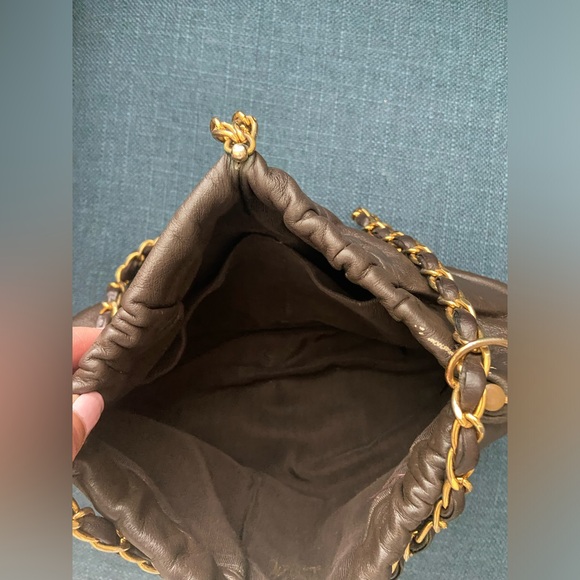 Vintage Dark Brown Genuine Leather Morris M. Handbag with Gold Chain - Picture 3 of 16